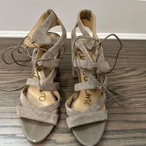 Sam Edelman lace up grey suede sandals